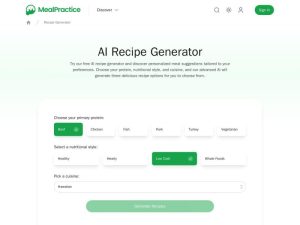 Mealpractice AI Recipe Generator